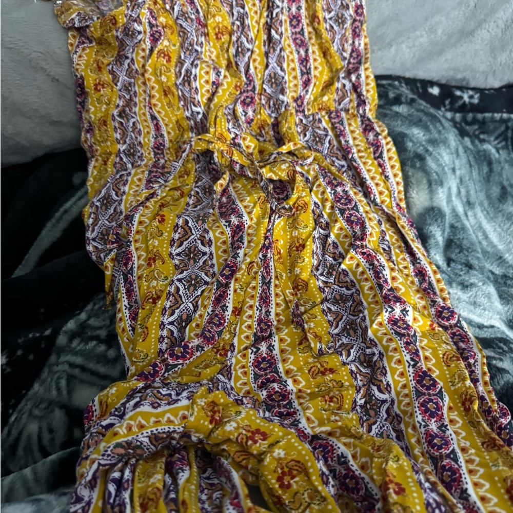 Yellow and Red Patterned Dress